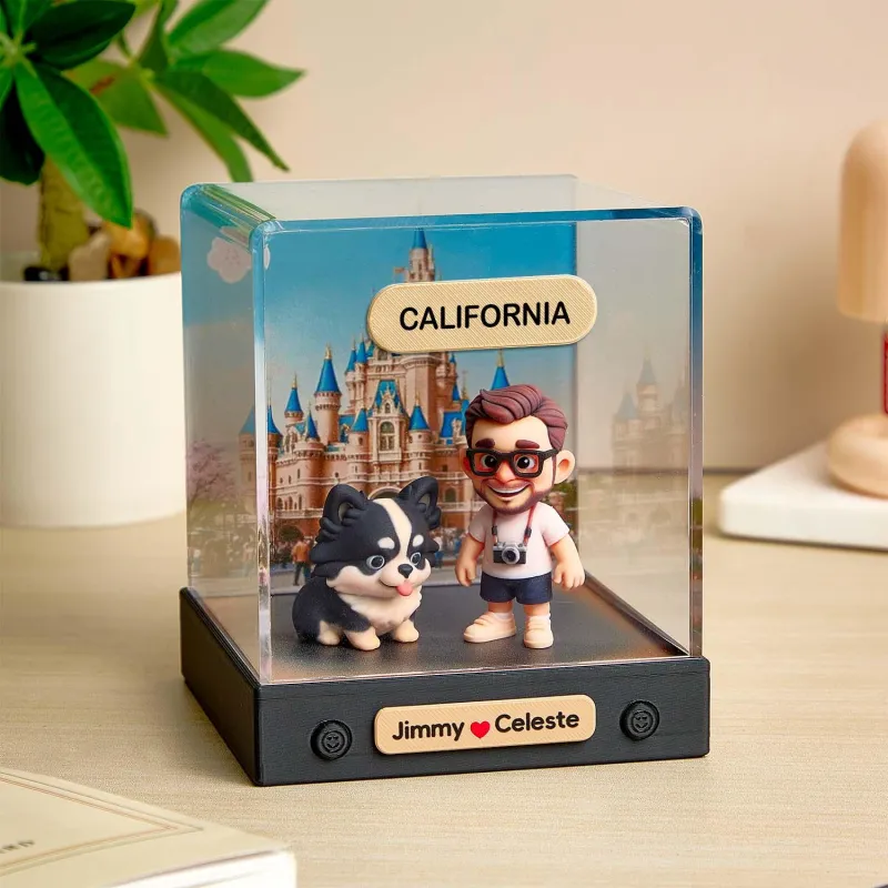 Mini 3D Portrait Figure – Scene Background in Acrylic Gift Box